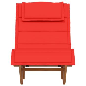 Sonnenliege Set aus 2 Rot Holz und Stoff Standard Faltbar