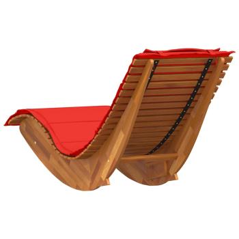 Sonnenliege Set aus 2 Rot Holz und Stoff Standard Faltbar