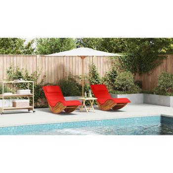 Sonnenliege Set aus 2 Rot Holz und Stoff Standard Faltbar