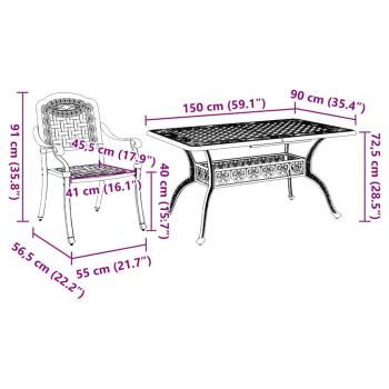 Set aus 3 Weiß Gussaluminium Groß Dekorative Intarsien