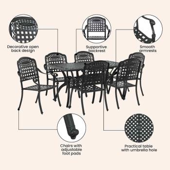 Set aus 4 Schwarz Gussaluminium Mittel Dekorative Intarsien