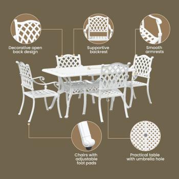 Set aus 3 Weiß Guss-Aluminium 150x90x72 cm Langlebig