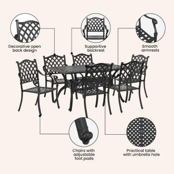 Set mit 4 Schwarz Gussaluminium 6-Sitzer Platz für viele