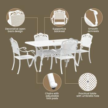   Set aus 3 Weiß Aluminium 150x90x72 cm Langlebig