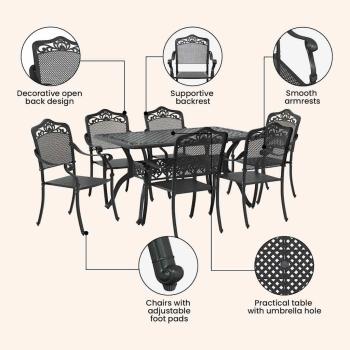 Set aus 4 Schwarz Gussaluminium 150x90x72 cm