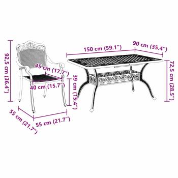 Set aus 4 Weiß Guss-Aluminium Groß Dekorative Intarsien