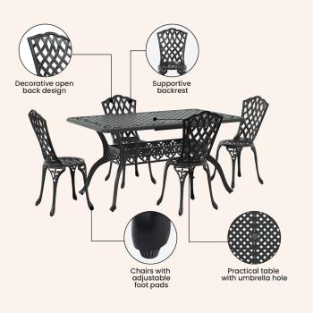 Set aus 3 Schwarz Gussaluminium Groß Dekorative Intarsien