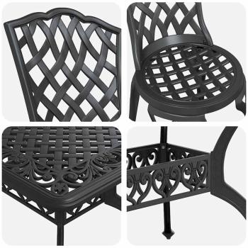 Set aus 3 Schwarz Gussaluminium Groß Dekorative Intarsien