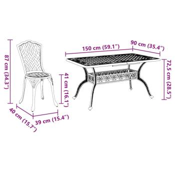 Set aus 4 Weiß Gusseisen 150 cm x 90 cm x 72 cm