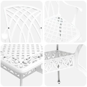 Set aus 3 Weiß Gussaluminium Groß Langlebig Gartentisch