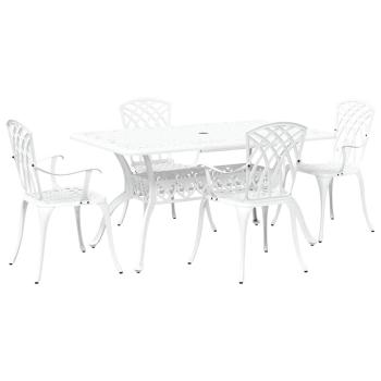 Set aus 3 Weiß Gussaluminium Groß Langlebig Gartentisch