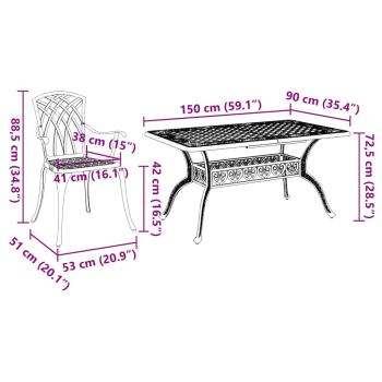 Set aus 3 Weiß Gussaluminium Groß Langlebig Gartentisch
