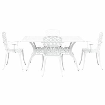 Set aus 3 Weiß Gussaluminium Groß Langlebig Gartentisch