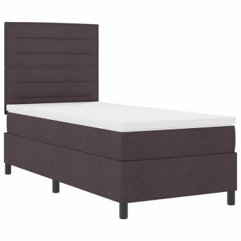 Bettgestell mit Matratze Dunkelbraun Stoff 90 x 200 cm