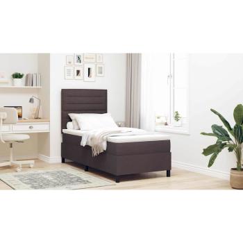Bettgestell mit Matratze Dunkelbraun Stoff 90 x 200 cm