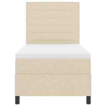 Bettgestell mit Matratze Beige Stoff 100 x 200 cm Bettmatratze