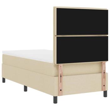 Bettgestell mit Matratze Beige Stoff 100 x 200 cm Bettmatratze