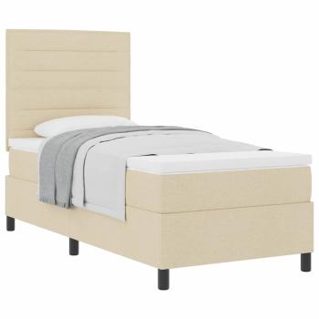 Bettgestell mit Matratze Beige Stoff 100 x 200 cm Bettmatratze