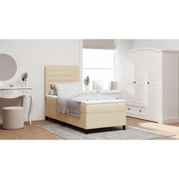 Bettgestell mit Matratze Beige Stoff 100 x 200 cm Bettmatratze
