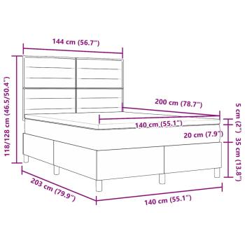 Bettgestell mit Matratze Schwarz Stoff 140 x 200 cm