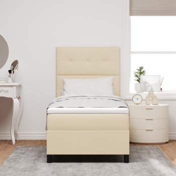 Bettgestell mit Matratze Beige Stoff 90 x 200 cm Boxspringbett