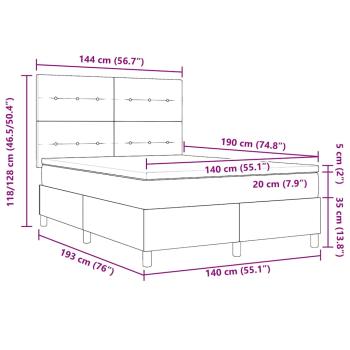 Bettgestell mit Matratze Blau Stoff 140 x 190 cm Bettmatratze