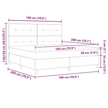 Bettgestell mit Matratze Hellgrau Stoff 180 x 200 cm