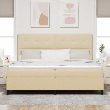 Boxspringbett mit Kopfteil Creme 200 x 200 cm Stoff