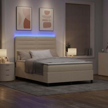 Bettgestell mit Matratze Beige Stoff 140 x 190 cm Bettmatratze