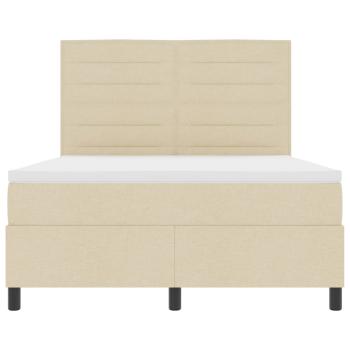 Bettgestell mit Matratze Beige Stoff 140 x 190 cm Bettmatratze