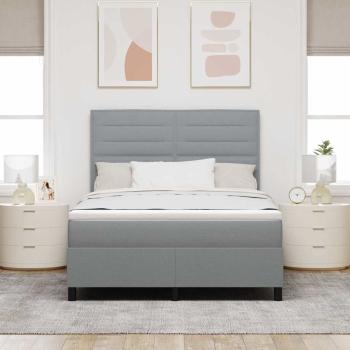 Boxspringbett mit Matratze mit LED Hellgrau 140 x 200 cm Stoff