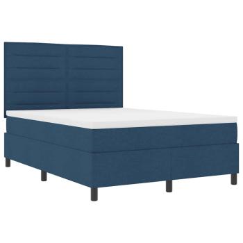 Bettgestell mit Matratze Marineblau Stoff 160 x 200 cm