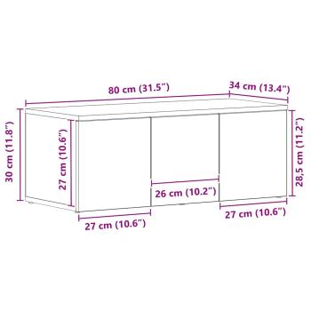 TV-Schrank aus schwarzer Eiche, 80x34x30 cm, aus Holzwerkstoff