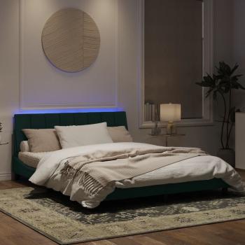Bettgestell mit LED-Leuchten Dunkelgrün 160x200 cm Samt