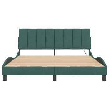 Bettgestell mit LED-Leuchten Dunkelgrün 160x200 cm Samt