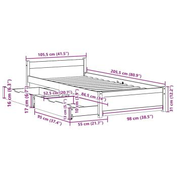Massivholzbett ohne Matratze 100x200 cm Kiefernholz