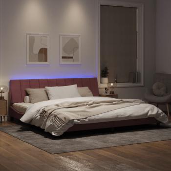 Bettgestell mit LED-Leuchten Rosa 200x200 cm Samt