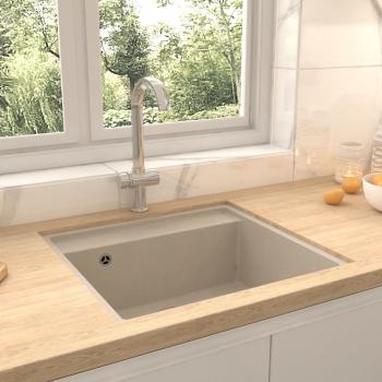 ARDEBO.de - Küchenspüle mit Überlauf Beige Granit