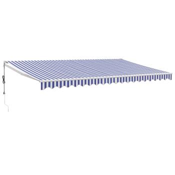 Elektrische Markise mit Kurbel Blau und Weiß 5x3 m