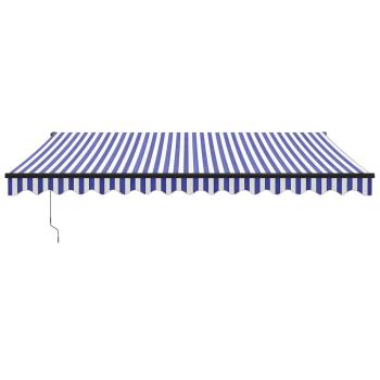 Markise Einziehbar Blau und Weiß 4,5x3 m Stoff und Aluminium