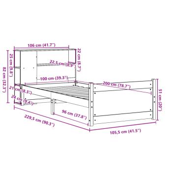 Massivholzbett mit Regal ohne Matratze 100x200 cm Kiefer