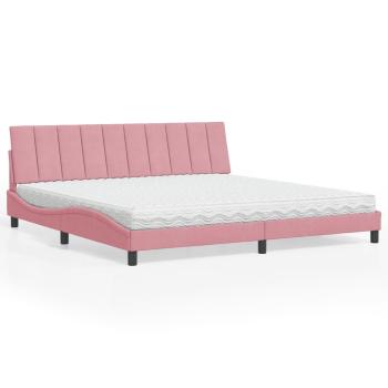 ARDEBO.de - Bett mit Matratze Rosa 200x200 cm Samt