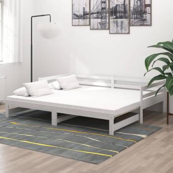 ARDEBO.de - Ausziehbares Tagesbett 2x(90x200) cm Weiß Massivholz Kiefer