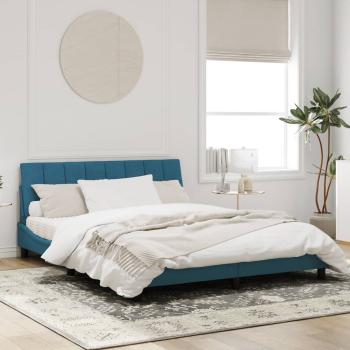 Bettgestell mit Kopfteil Blau 160x200 cm Samt