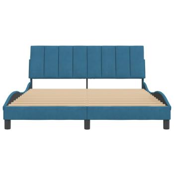 Bettgestell mit Kopfteil Blau 160x200 cm Samt