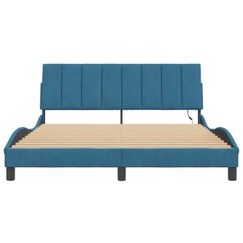 Bettgestell mit LED-Leuchten Blau 160x200 cm Samt