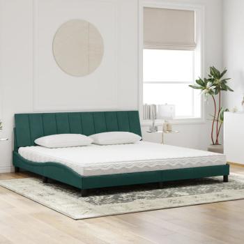 Bett mit Matratze Dunkelgrün 200x200 cm Samt