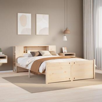 ARDEBO.de - Massivholzbett mit Regal ohne Matratze 120x190 cm Kiefer
