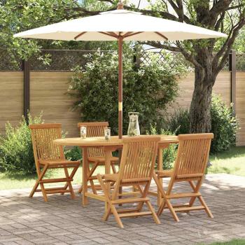 ARDEBO.de - 5-teiliges Garten-Esszimmer-Set aus massivem Teakholz
