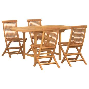 5-teiliges Garten-Esszimmer-Set aus massivem Teakholz